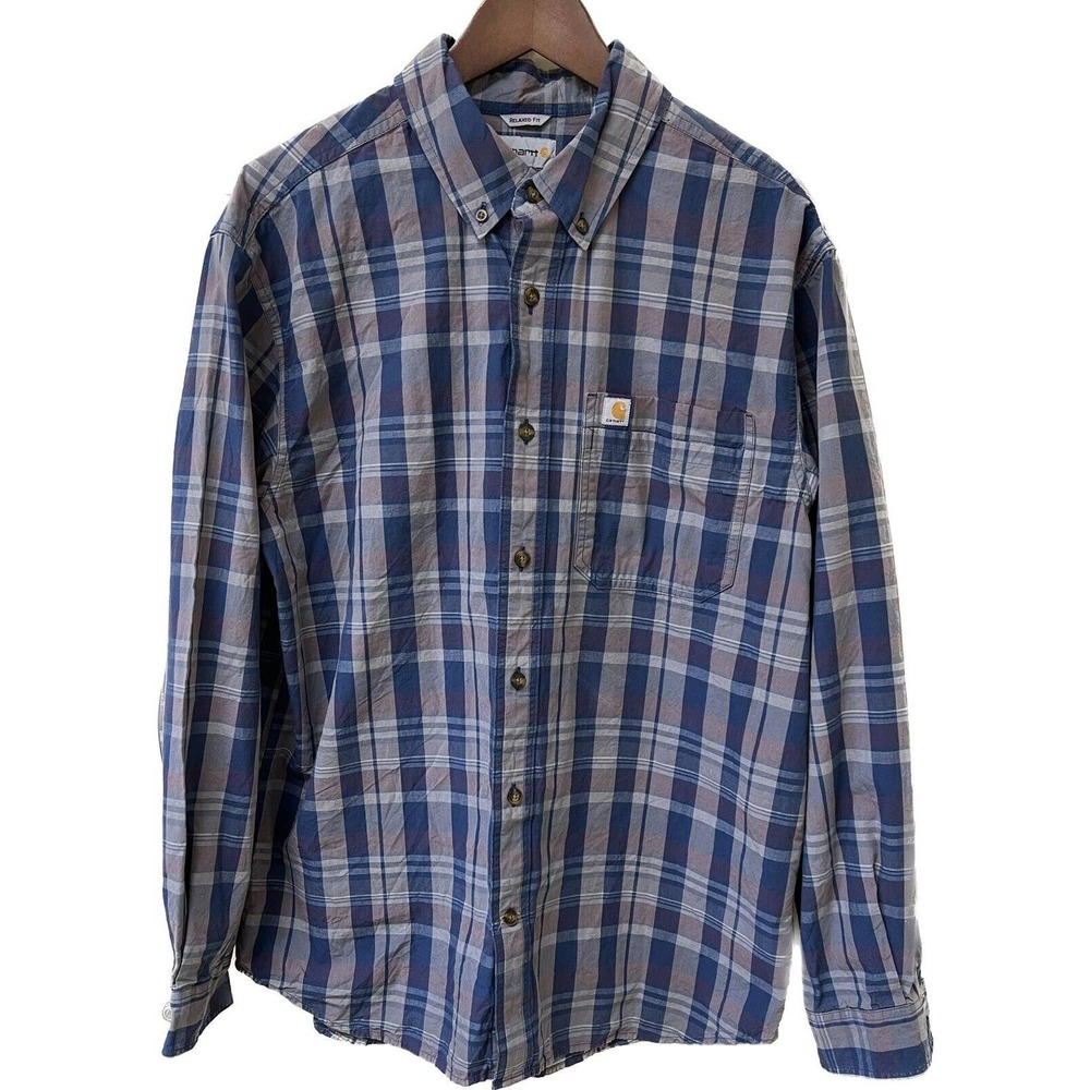 Mens L - CARHARTT Relaxed Fit Men’s Plaid Long Sleeve Shirt XL Button Down